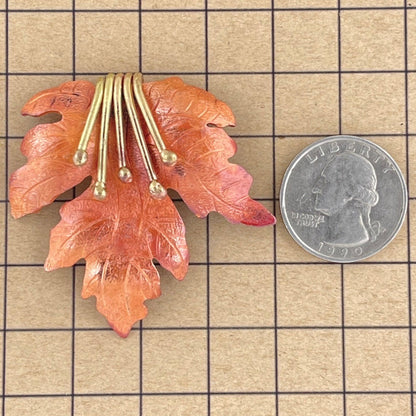 Big Copper Maple Leaf with Tendrils Pendant